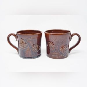 Set of 4 Rustic Lodge Cabin Decor Pinecone Big Sky Carvers Mug Pine Cones Cup